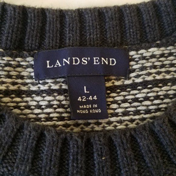 Lands' End Crew Neck Heart shaped Long Sleeve Large Sweater - Picture 3 of 7